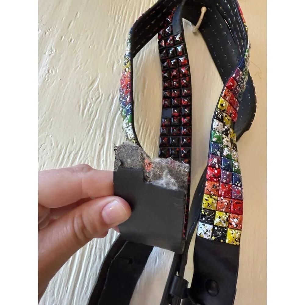 Lot of 2 Studded Punk Rock Belts – Splatter Paint & Red/Black